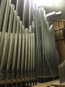 Some of the 3,000 pipes that make up the organ being installed at the former Pilgram United Church in Brooklyn, Nova Scotia