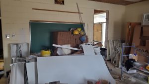 Former classroom being readied for a transformation into a new apartment.