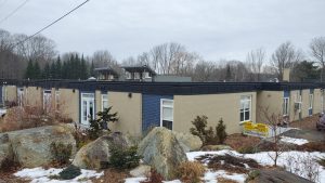 Renovated and landscaped Milton Elementary School now, the Milton Garden Homes