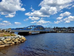 Liverpool Town Bridge spans the Mersey River