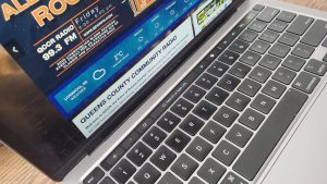 The keyboard of a laptop computer